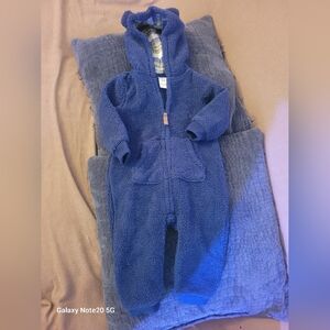 Carters Cozy Blue Hooded Baby Onesie